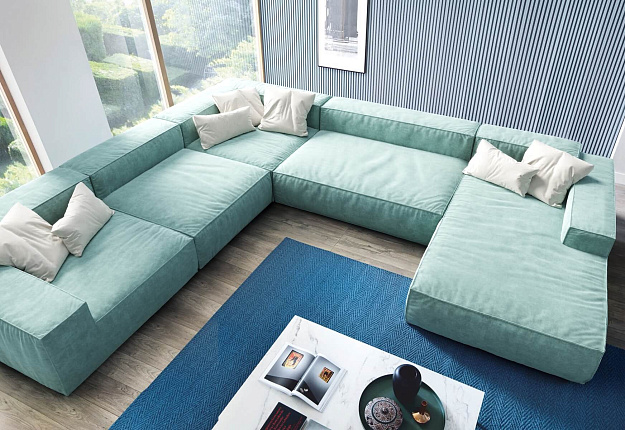 Современный бескаркасный диван Фри Лаунж бирюзового цвета для гостиной